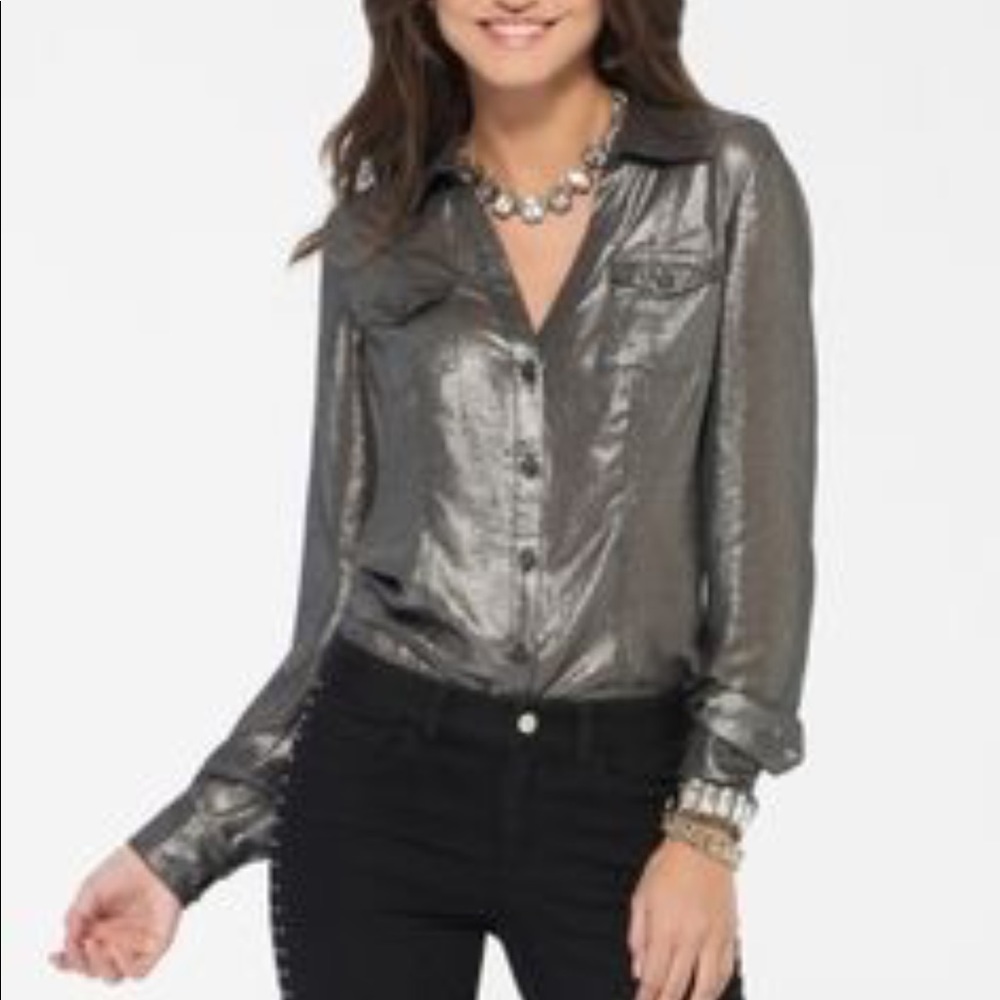 Caché Metallic Button Down